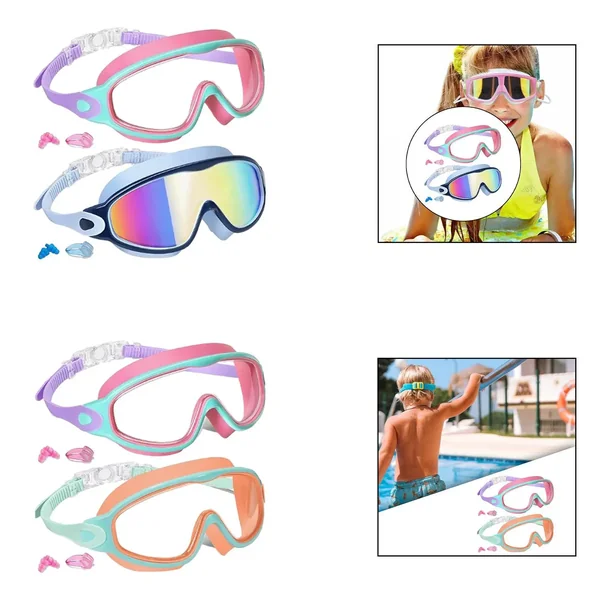 2x Swimming Goggles Eye Protection Swimming Gear Swimming Eyewear Wide View Lightweight No Leaking Swim Glasses Pool Goggles