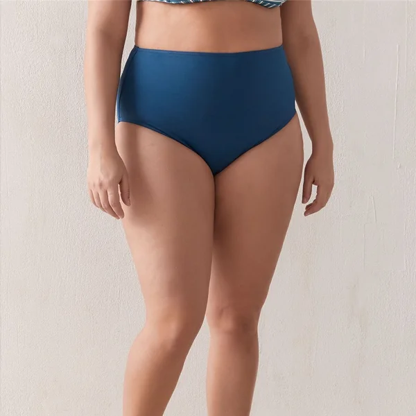 Azura - Bas de maillot taille haute Slim Retro Pant Marine 14