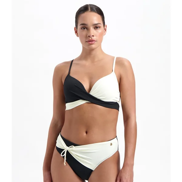 Beach Life - Haut de bikini paddé croisé avec cordon 36 (80) D Vanille et Noir