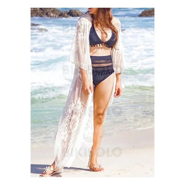 Bikisolo Femme Couleur Unie Manches longues Engrener Sans Bretelle Sexy Tenues de plage Maillots De Bain