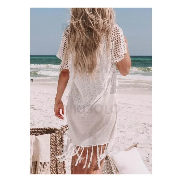 Bikisolo Femme Couleur Unie Pompons Col V Sexy Tenues de plage Maillots De Bain