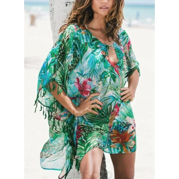 Bikisolo Femme Fleuris Col V À La Mode Tenues de plage Maillots De Bain