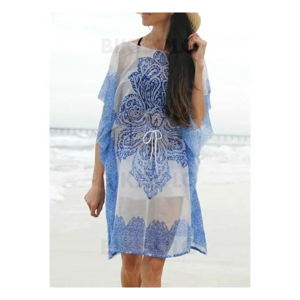 Bikisolo Femme Fleuris Imprimé Col Rond Bohème Tenues de plage Maillots De Bain