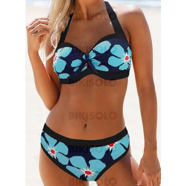 Bikisolo Femme Fleuris Imprimé Dos Nu Sexy Bikinis Maillots De Bain