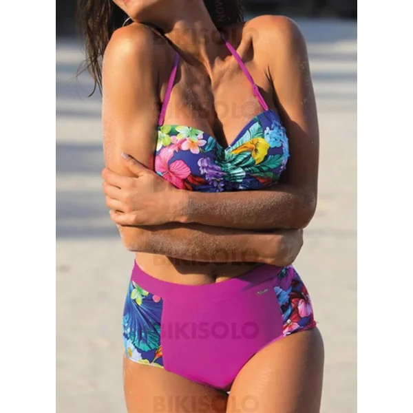 Bikisolo Femme Fleuris Imprimé Faire monter Dos Nu Jolis Boho Bikinis Maillots De Bain