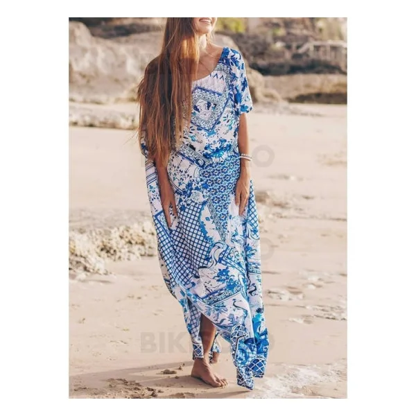 Bikisolo Femme Imprimé Col Rond Bohème Tenues de plage Maillots De Bain