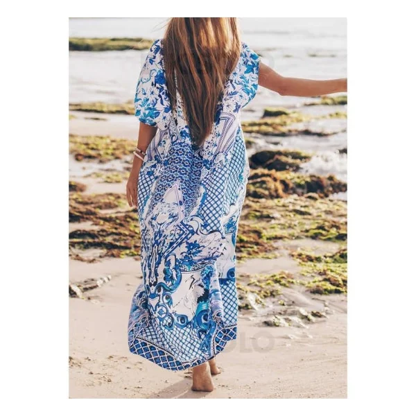 Bikisolo Femme Imprimé Col Rond Bohème Tenues de plage Maillots De Bain
