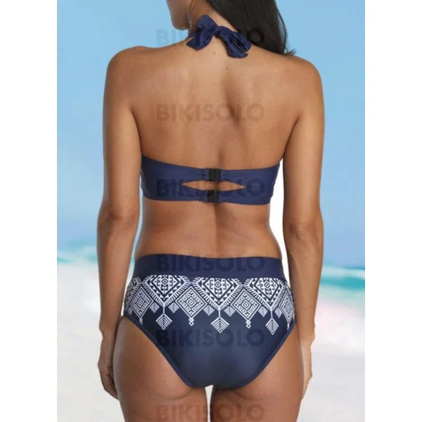 Bikisolo Femme Imprimé Dos Nu Vintage Bikinis Maillots De Bain