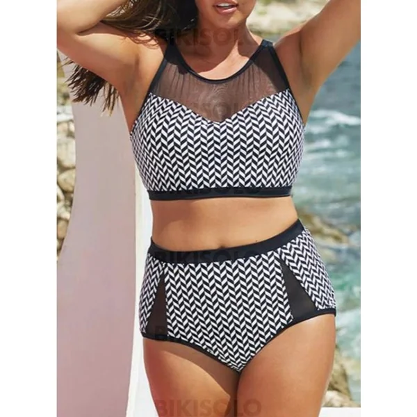 Bikisolo Femme Imprimé Sans Bretelle Classique Rétro Bikinis Maillots De Bain