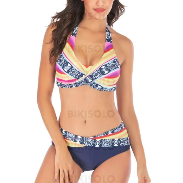 Bikisolo Femme Imprimé Tropical Dos Nu Sexy Bikinis Maillots De Bain