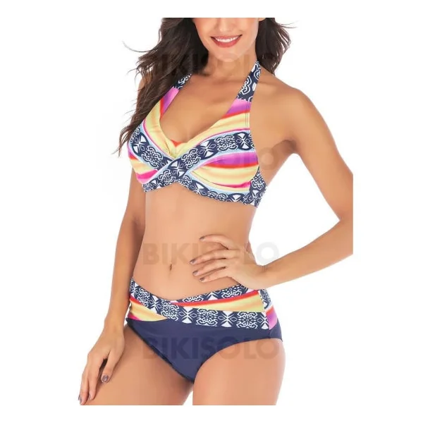Bikisolo Femme Imprimé Tropical Dos Nu Sexy Bikinis Maillots De Bain