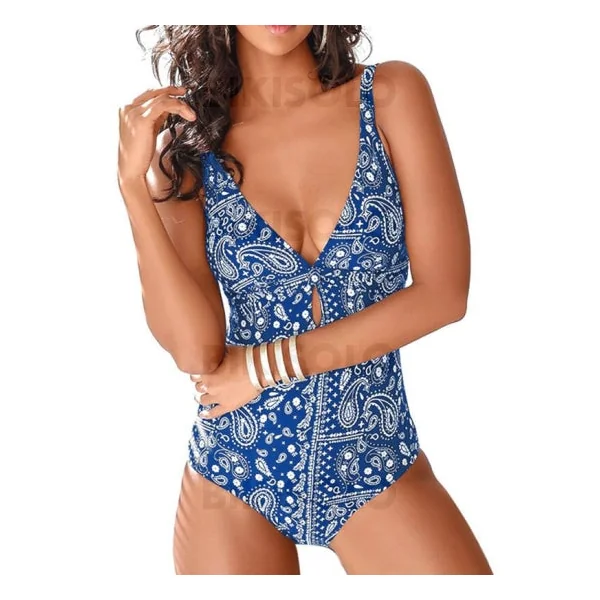Bikisolo Femme Imprimé À Bretelles Col V Sexy Une pièce Maillots De Bain