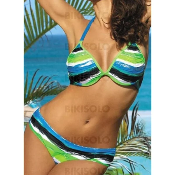 Bikisolo Femme Imprimé Épissage Couleur Dos Nu Sexy Colorful Bikinis Maillots De Bain