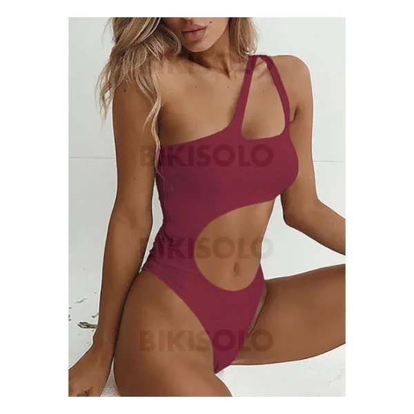 Bikisolo Femme Monokini Coupe haute Une épaule Sexy Accrocheur Une pièce Maillots De Bain