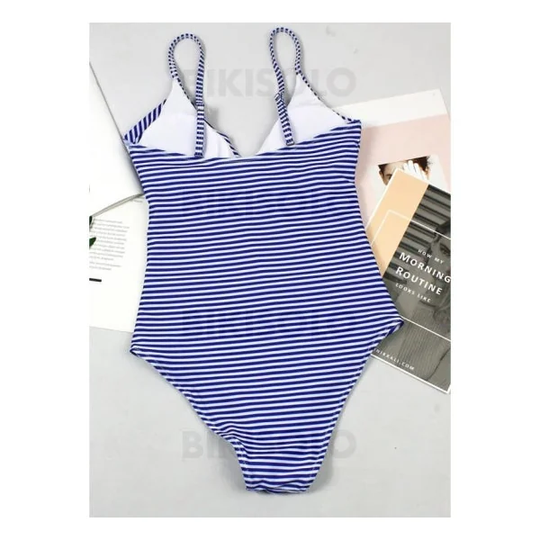 Bikisolo Femme Rayures Dos Nu Col V Sexy Une pièce Maillots De Bain