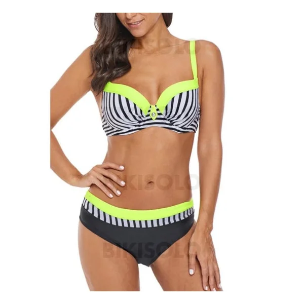Bikisolo Femme Rayures à Bretelles Sexy Bikinis Maillots De Bain