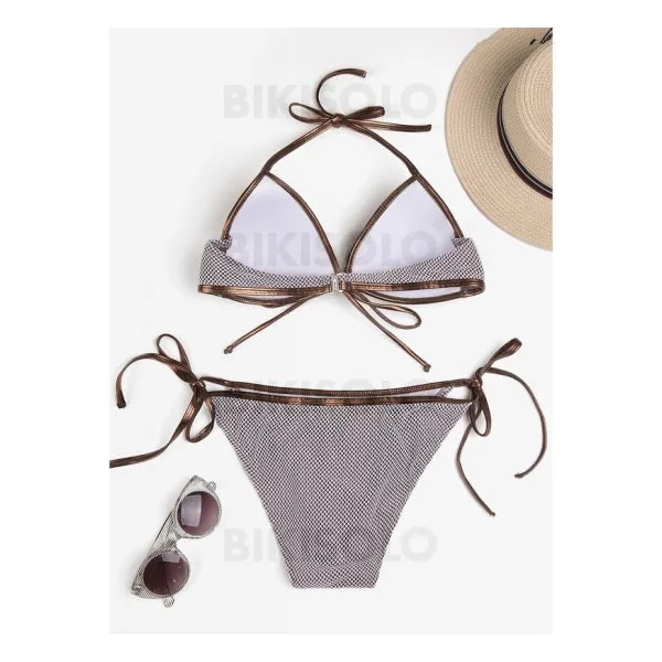 Bikisolo Femme Taille Basse Lanière Chaîne Dos Nu Sexy Bikinis Maillots De Bain