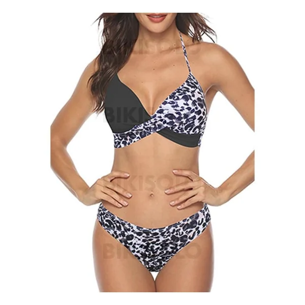 Bikisolo Femme Taille Basse Patchwork Dos Nu Sexy Bikinis Maillots De Bain