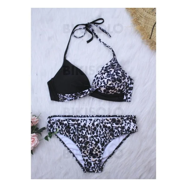 Bikisolo Femme Taille Basse Patchwork Dos Nu Sexy Bikinis Maillots De Bain