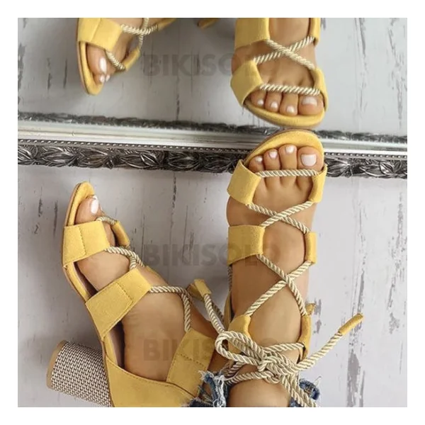 Bikisolo Femmes PU Talon bottier Sandales À bout ouvert avec Ouvertes chaussures