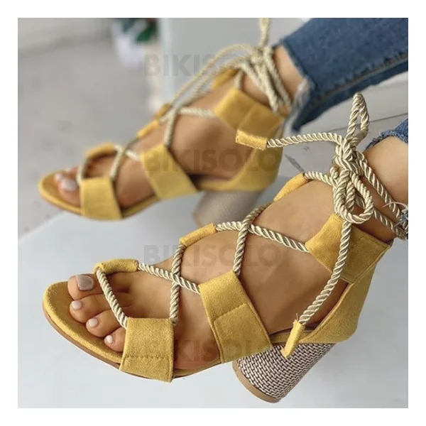 Bikisolo Femmes PU Talon bottier Sandales À bout ouvert avec Ouvertes chaussures