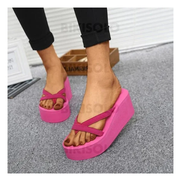 Bikisolo Femmes PU Talon compensé Chaussons avec Autres chaussures