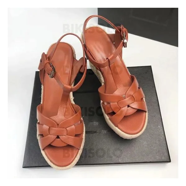 Bikisolo Femmes PU Talon compensé Sandales avec Boucle chaussures