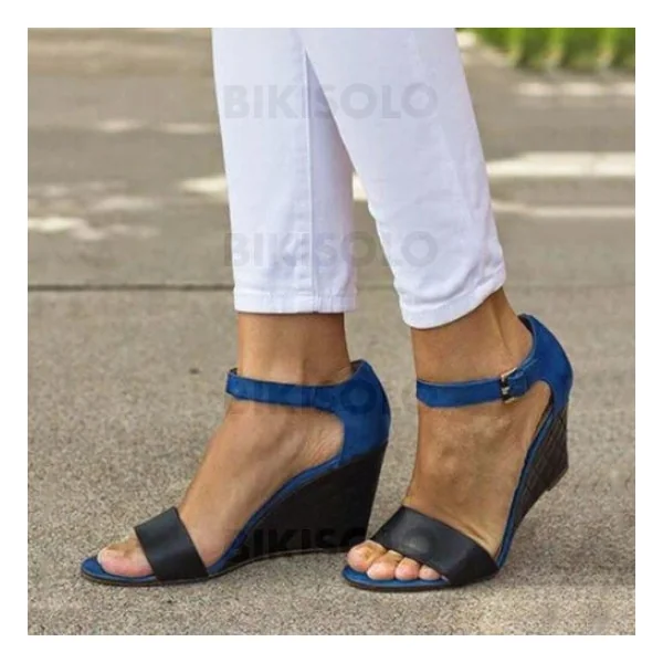 Bikisolo Femmes PU Talon compensé Sandales Compensée avec Boucle chaussures
