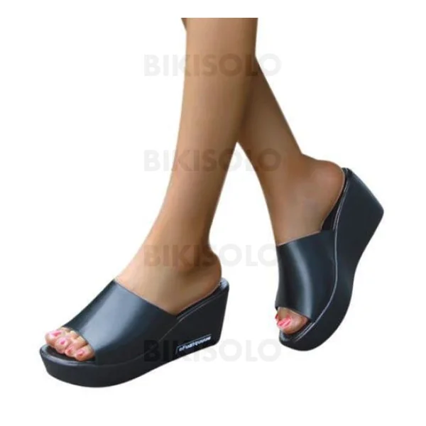 Bikisolo Femmes PU Talon compensé Sandales À bout ouvert Chaussons chaussures