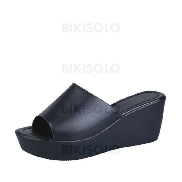 Bikisolo Femmes PU Talon compensé Sandales À bout ouvert Chaussons chaussures