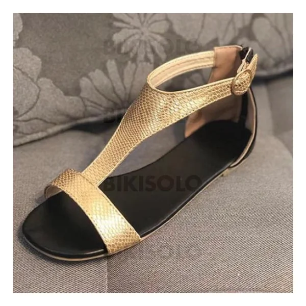 Bikisolo Femmes PU Talon plat Sandales Chaussures plates avec Autres chaussures