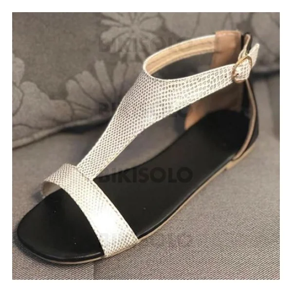 Bikisolo Femmes PU Talon plat Sandales Chaussures plates avec Autres chaussures