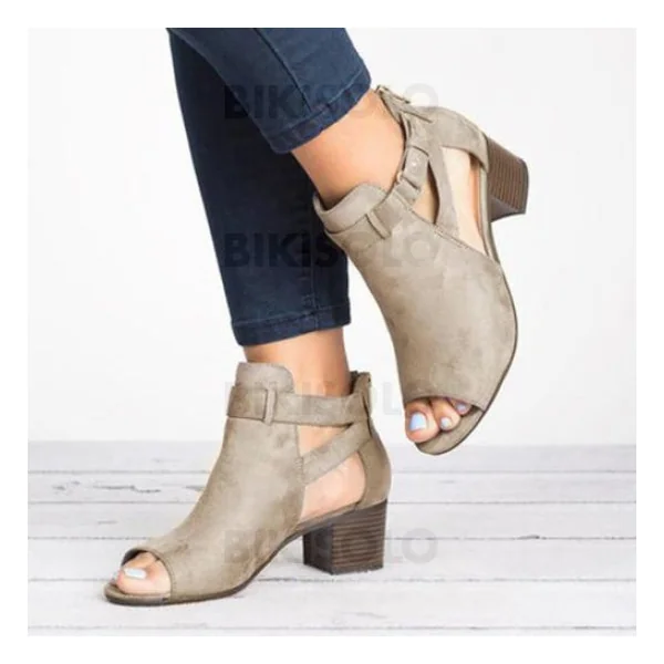 Bikisolo Femmes Suède Talon bottier Sandales avec Boucle chaussures