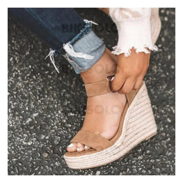 Bikisolo Femmes Suède Talon compensé Sandales Compensée avec Autres chaussures