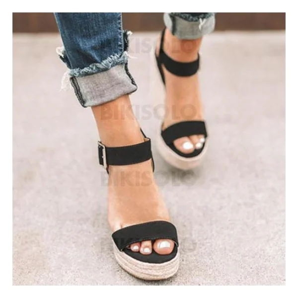 Bikisolo Femmes Suède Talon compensé Sandales Compensée avec Autres chaussures
