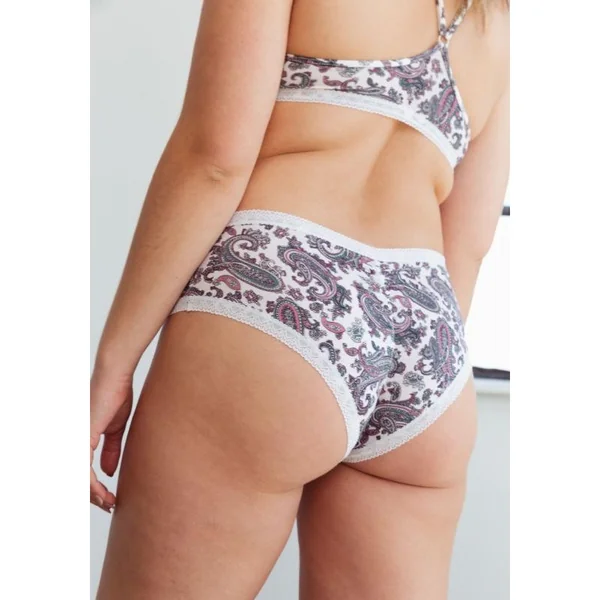 Blush - Culotte Shorty en microfibre avec bodure en dentelle Paisley X-Small