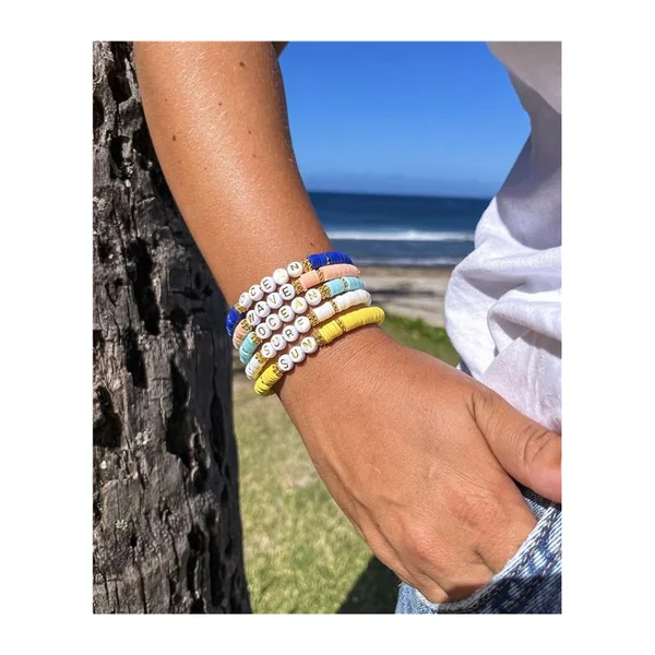 Bracelet Perles de Frangines OCEAN Dorée Bleu Marine - HotMer Style Marine