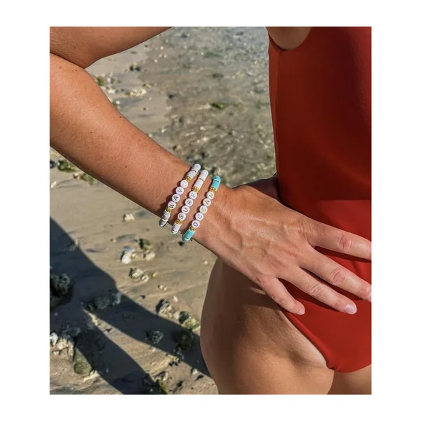 Bracelet Perles de Frangines OCEAN Dorée Turquoise - HotMer style maritime