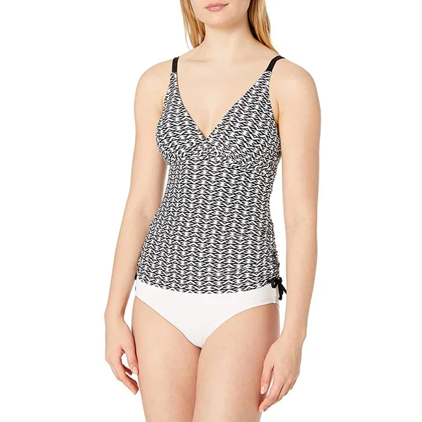 Captiva - Haut de tankini corps long Noir et Blanc Small