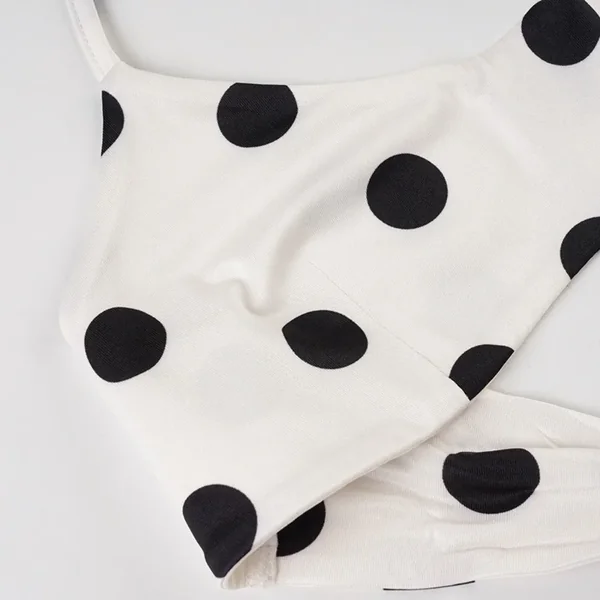 Casual Halter Neck Sling Bikini Suit Boxer Shorts Lace Up Swimwear Set Slim Fit Ruffled Polka Dot Swimsuit Beach