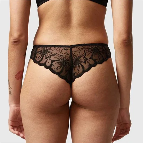 Chantelle - Culotte tanga Noir Large Fleurs