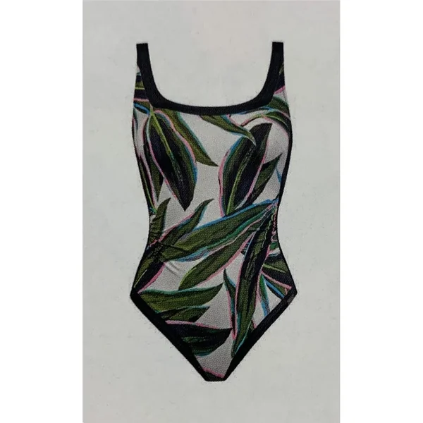 Charmline - Maillot de bain 1 pièce D Noir et Khaki 18 Neo Foliage