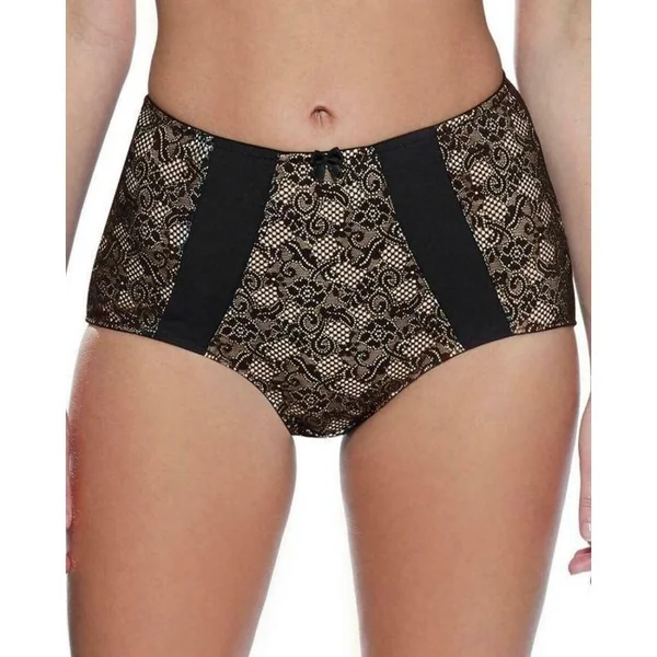 Charnos - Culotte taille Haute Noir et Beige 14 Super Lift Lace