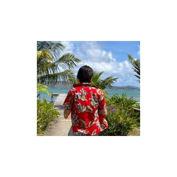 CHEMISE HAWAIIENNE ALOHA REPUBLIC FLOWER RED
