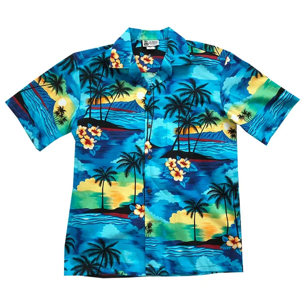 CHEMISE HAWAIIENNE ALOHA REPUBLIC ISLAND SCENE BLUE