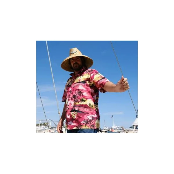 CHEMISE HAWAIIENNE ALOHA REPUBLIC ISLAND SCENE RED