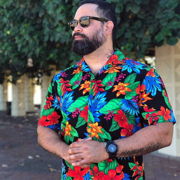 CHEMISE HAWAIIENNE ALOHA REPUBLIC TROPICAL HYPSTER BLACK