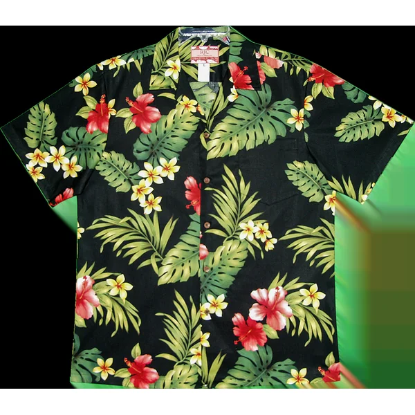 CHEMISE HAWAIIENNE RJC BLack Hibiscus