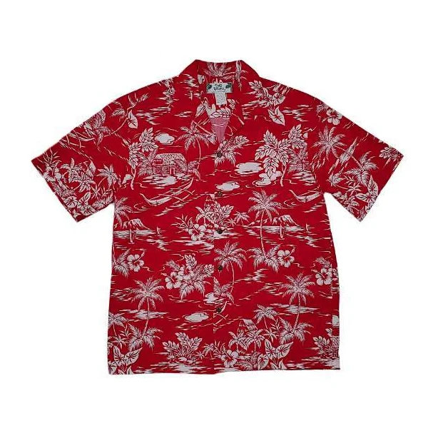 CHEMISE HAWAIIENNE TWO PALMS LOVE SHACK RED