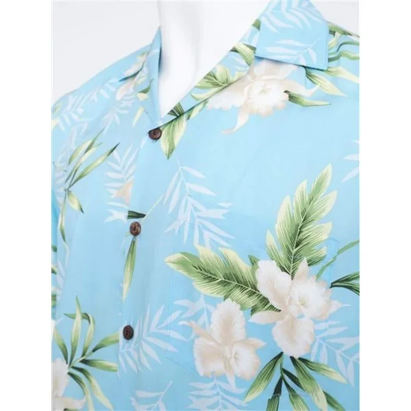CHEMISE HAWAIIENNE TWO PALMS ORCHID LID BLUE (rayonne)